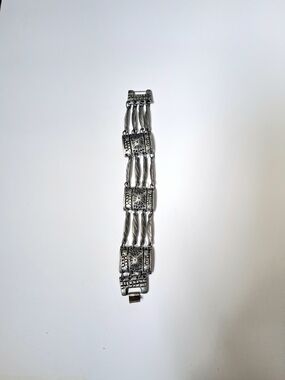 Vintage Taxco Silver Colombian Coin Panel Bracelet